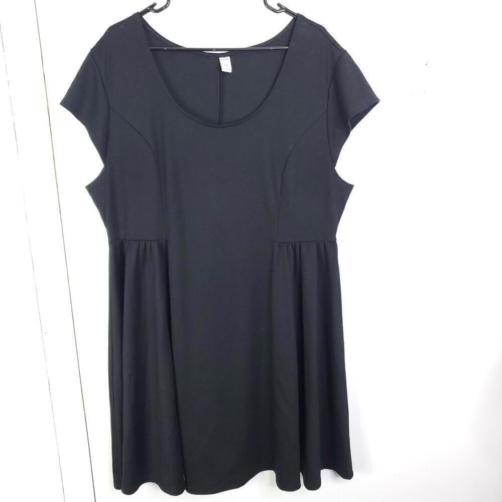 Old Navy Dress Womens XXL Cap Sleeve Fit Flare Short Sleeve Stretchy Black